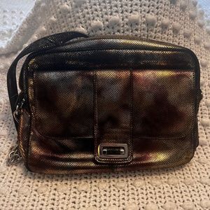 B. Makowsky Gold Shimmer Bag Chain Strap Purse iPad case